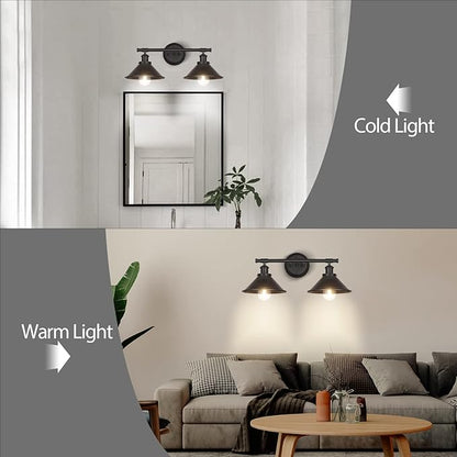 Licperron Black 2-Light Vanity Wall Sconce Lighting, Farmhouse Bathroom Wall Light Fixtures Over Mirror, Industrial Rustic Indoor Bathroom Vanity Lights for Cabinet Dressing Table Living Room