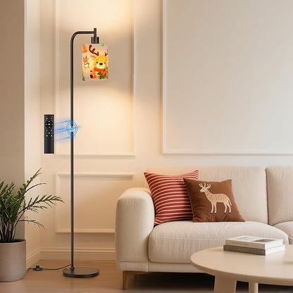 SIBRILLE Kids Floor Lamp with Linen Shade, Dimmable Tall Standing Lamp with Remote Control & 3 Color Temperatures, Modern Floor Lamps for Living Room Bedroom Kids Room, 9W LED Bulb Included