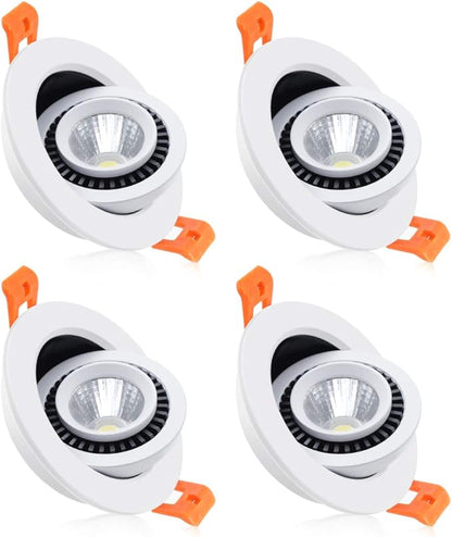 3 Inch Eyeball Gimbal LED Recessed Lighting Dimmable Downlight, 5W (50W Halogen Equivalent) Adjustable Spotlight, 3000K Warm White, CRI80, Ceiling Light with LED Driver (4 Pack)