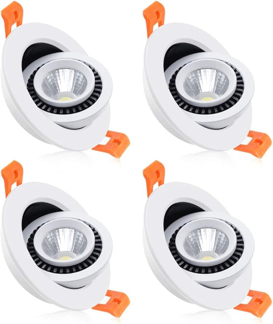 3 Inch Eyeball Gimbal LED Recessed Lighting Dimmable Downlight, 5W (40W Halogen Equivalent) Adjustable Spotlight, 5000K Daylight White, CRI80, Ceiling Light with LED Driver (4 Pack)