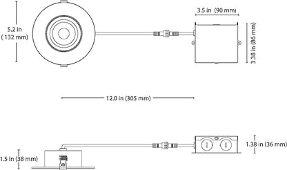 DGC 4-inch White Selectable Canless Adjustable Gimbal LED Recessed Downlight (DGC43120SRDWH)