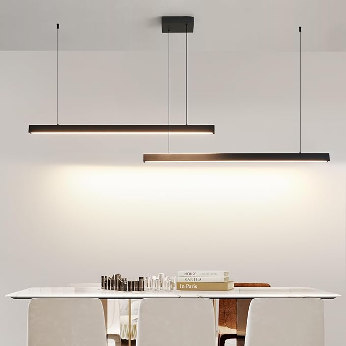 Modern 2-Light Chandelier, 47IN+47IN Pendant Light Fixtures Hanging with Remote Control 3000k-6500K Adjustable Color Temperature，Aluminum Island Lighting Lamp for Dining Room, Living Room