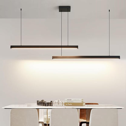 Modern 2-Light Chandelier, 39IN+39IN Pendant Light Fixtures Hanging with Remote Control 3000k-6500K Adjustable Color Temperature，Aluminum Island Lighting Lamp for Dining Room, Living Room