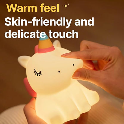 Night light for kids,Cute Unicorn Lamp, 3-Level Dimmable USB Rechargeable Lamp with Timer, Soothing Animal Toy for Nursery Bedroom Dorm Decor, Gift for Boys Girls Teens Adults (Birthday Christmas)