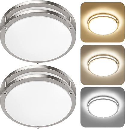 2-Pack 36W LED Ceiling Light Fixture (450W Equiv), 12IN Modern Flush Mount Ceiling Lights, Dimmable Ceiling Lamps Super Bright 3200LM, 3000K/4000K/5000K Adjustable for Bedroom Kitchen Bathroom Hallway