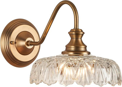 HDDFL Vintage Wall Scone Bedside Wall Lamp Matte Brass Bedroom Light Fixtures in Door Lighting Fixture for Living Room Hallway Corridor