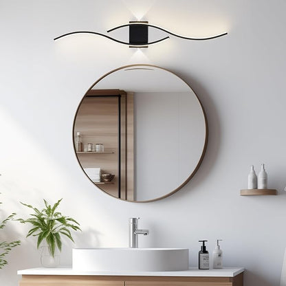 Modern Wall Sconce Set of Two, Dimmable Wall Sconces Lighting with Remote Control, Big Size LED Black Wall Light for Living Room Bedroom Hallway