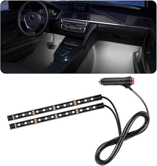 povtii Car LED Strip Light, 24 LED RGB Auto Under Dash Interior Atmosphere Lights, Cigarette Lighter Decorative Lamp Ambient Night Light, Universal Lighting Kit Car Accessories (White)