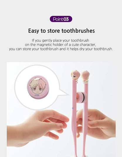 [BTS Official Merchandise] Fans Gift - K-Pop Idols Goods - BTS Character Figure Toothbrush with Convenient Magnetic Holder (J-hope)