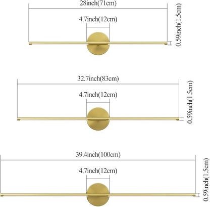 40Inch Hardwired Gold Wall Sconces Set of Two,360° Rotate Modern Linear Wall Light 30W Gold Vanity Light 3000K for Bathroom, Living Room(2 Pack)