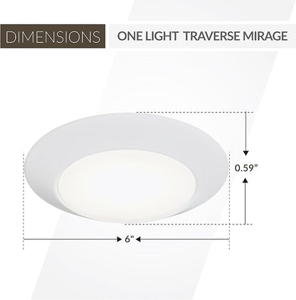 Generation Lighting 14916RD-15 Transitional LED Fixture from Seagull - Traverse Mirage Collection in White Finish, 0.5938 Inch Height, Frosted Polycarbonate Lens