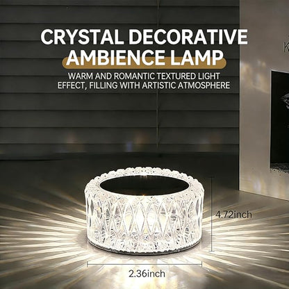 Portable Crystal LED Table Lamp, 3-Levels Brightness Desk Lamp,3 Color Touch Control Rechargeable Lamp for Bedroom Living Room Decor (16 Color)