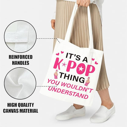 K-Pop Gift Tote Bag for Kpop Music Lover Korean Drama Canvas Tote Bag Gift for K-Pop Lover, Double-Sided Print Bags