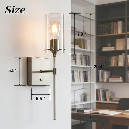 Battery Operated Wall Sconce with Remote Control Set of 2, Dimmable Wall Light Fixture Rechargeable, Nickel Wireless Wall Mount Lamp for Living Room Bedside Hallway Lounge, Bulb Included