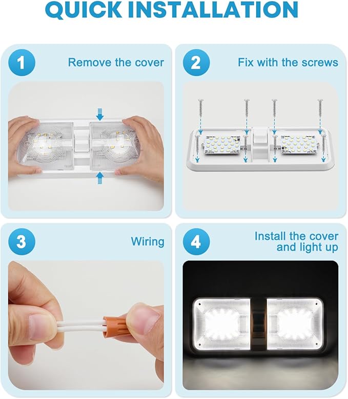 Kohree RV Lights Interior 5PCS, RV LED Ceiling Lights, 12V RV Lights Double Dome Light Fixture with ON/Off Switch for RV Car Trailer Camper Boat, Natural White 4000-4500K, 48X5050SMD