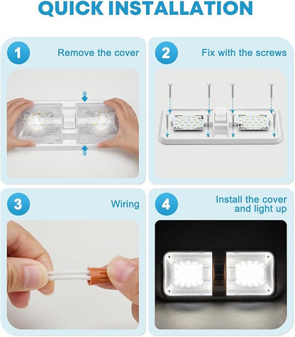 Kohree RV Lights Interior 5PCS, RV LED Ceiling Lights, 12V RV Lights Double Dome Light Fixture with ON/Off Switch for RV Car Trailer Camper Boat, Natural White 4000-4500K, 48X5050SMD