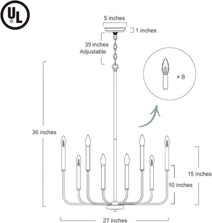 LALUZ Modern Gold Chandelier Light Fixture, 8 Lights Dinning Room Chandelier for Bedroom, Living Room, Kitchen, Foyer, Entryway