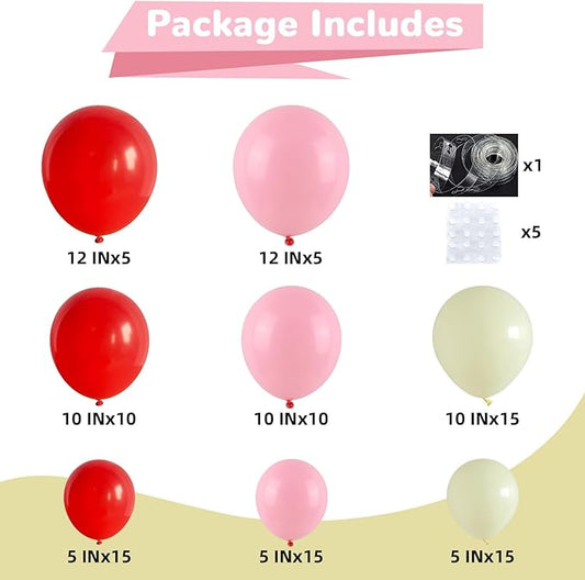 HILAVO Pink and Red Balloon Arch Kit Cherry Balloon Garland 91Pcs Red Baby Pink Pastel Yellow Party Balloon for Girls Sweet One Berry First Birthday Strawberry Baby Shower Party Decorations