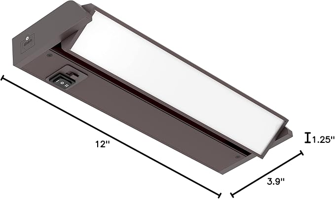 GETINLIGHT 12-inch Swivel LED Under Cabinet Lights, Glass Lens, Selectable White 2700K/4000K/5000K, Dimmable with Wall Dimmers, Bronze Finish, IN-0202-1-BZ