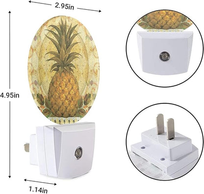 EKOBLA Boho Pineapple Plug-in Night Light, Summer Tropical Fruit LED Nightlight with Light Sensor for Bedroom, Kitchen & Home Decor