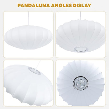 23.6in Lantern Pendant Light, 3-Light Imitation Silk White Bubble Pendant Lighting Fixture, Hanging Lamp Simple Chandelier for Living Dinning Room Kitchen Island Bedroom Restaurant Cafe