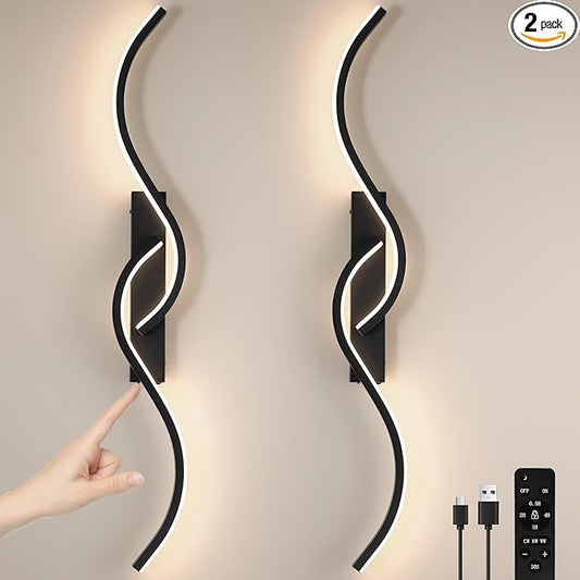 Rechargeable Wall Sconces, Battery Operated LED Wall Lamp, Wireless Wall Sconce 3000K-6500K Dimmable, Cordless Not Hardwired Modern Wall Lighting for Bedroom Living Room Hallway, 39.37 inch