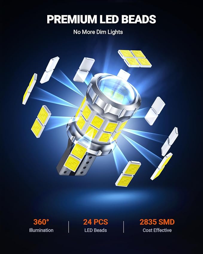SEALIGHT 2026 Latest 921 LED Bulb, 700% Super Bright 912 T15 Led Reverse Light, Canbus Error Free 906 904 916 W16W LED Bulbs Replacement for Tail Backup Reverse Lights, 6500K White, Non-polarity, 2PCS