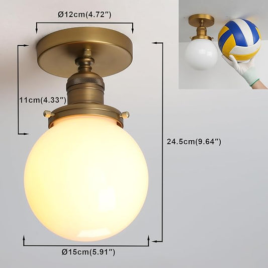 Yosoan 1-Light Modern Hallway Ceiling Light Fixture with Milk Round Glass, Indoor Hardwired Vintage Indoor Flush Mount Lighting with Matte Globe Shade Lamp for Kitchen Bathroom Porch Entryway(Antique)