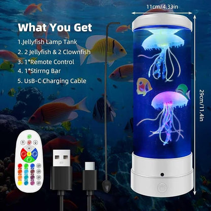 Jellyfish Lamp, 17 Colors Changing Table Lamp with Remote Control, USB Powered Jelly Fish Light Lamp, 4 Lighting Modes Water Lamp Christmas Halloween Gifts for Teen Boys Girls Room Decoration, White