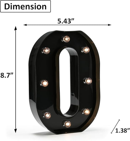 OYCBUZO Light Up Black Alphabet Marquee Number Sign LED Marquee Number Lights Sign for Night Light Home Bar Christmas Lamp Birthday Party Wedding Decoration 0