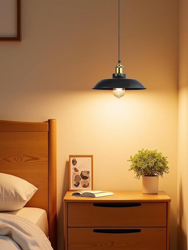 2 Pack Black Farmhouse Pendant Light, Industrial Ceiling Lights Fixture for Kitchen Island Dining Room