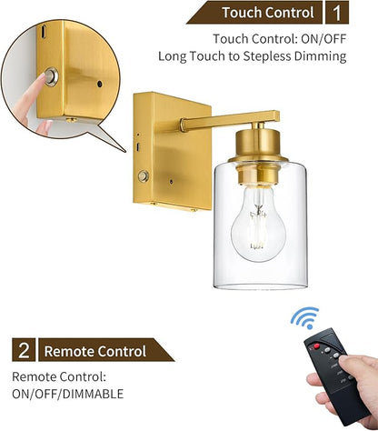 Rayogale Rechargeable Wall Sconce, Gold Battery Operated Wall Sconce Set of 2 with Timer Function, Easy Install Dimmable Wireless Wall Lamps for Living Room, Bedroom, Hallway, Entryway Decor 3000K