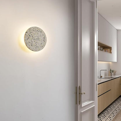 Round Wall Sconce Light,Modern Warm Light for Living Room,Led White Cement Wall Lamp Hardwired,Minimalist Flat Wall Mount Light ,Indoor Sconces Lighting for Bedroom,Hallway,Hotel,8w 3000k Wall Decor