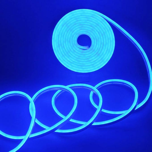 YM E-Bright Blue Led Neon Strip Lights Without Power Supply, 12V Indoor Outdoor 16.4Ft 600SMD Silicone Waterproof Flexible for Signboard Bar Home TV Kitchen Bedroom Party Wedding Holiday Decoration
