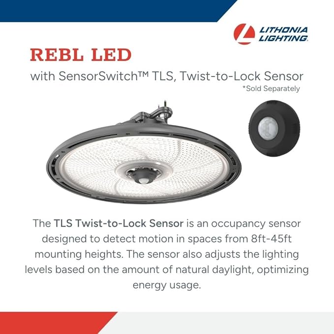 Lithonia Lighting REBL Round High Bay LED Light, 12,000/15,000/18,000 Adjustable Lumen Output, 3500K/4000K/5000K Switchable White Color Temperature, Work Light, UVOLT 120-347V, 12.2" x 7.5", Bronze