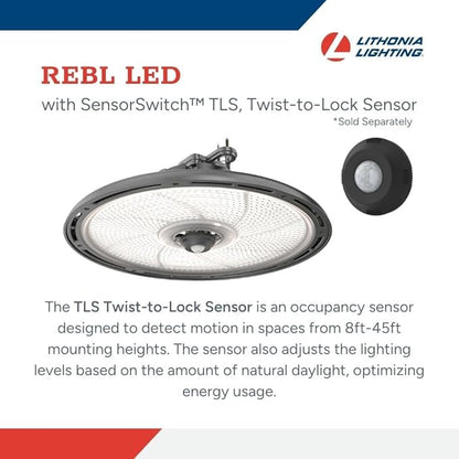 Lithonia Lighting REBL Round High Bay LED Light, 12,000/15,000/18,000 Adjustable Lumen Output, 3500K/4000K/5000K Switchable White Color Temperature, Work Light, UVOLT 120-347V, 12.2" x 7.5", Bronze