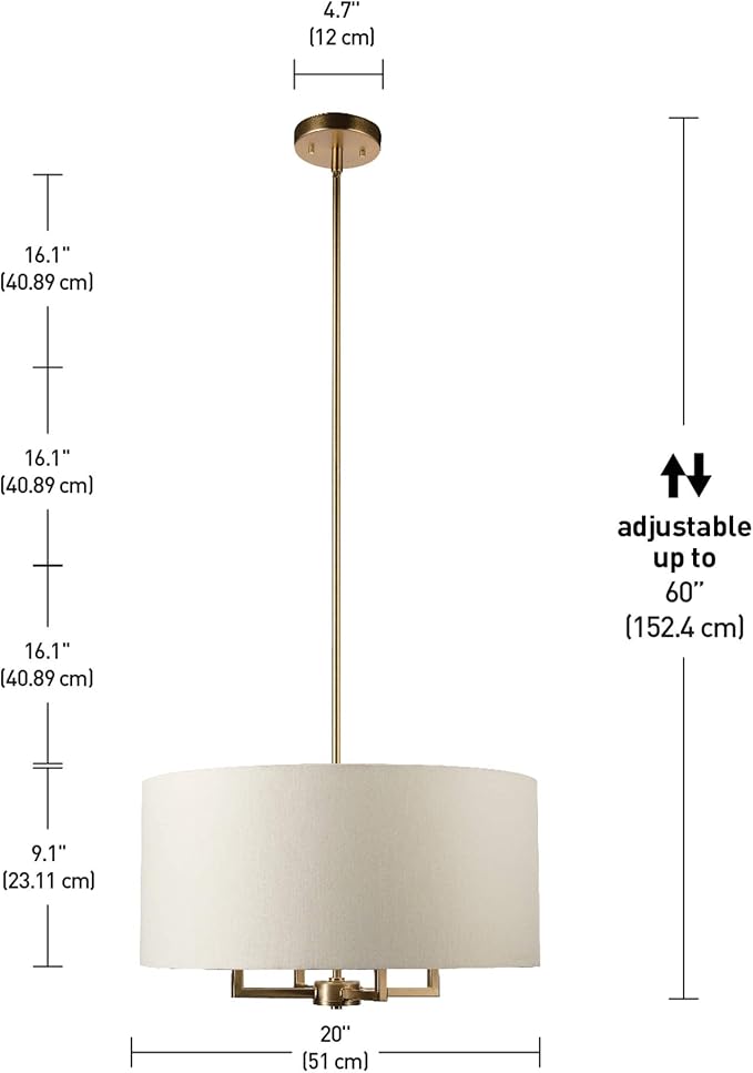 Globe Electric 60340 Emery Pendant Lighting, Matte Brass, Bulb Not Included