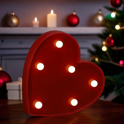 LED Light Up Marquee Letters, Battery Powered Decorative LED Letter Lights, Alphabet Light Up Letters for Wedding Birthday Party,Holiday Lamp or Home Bar Decoration (Red Heart)