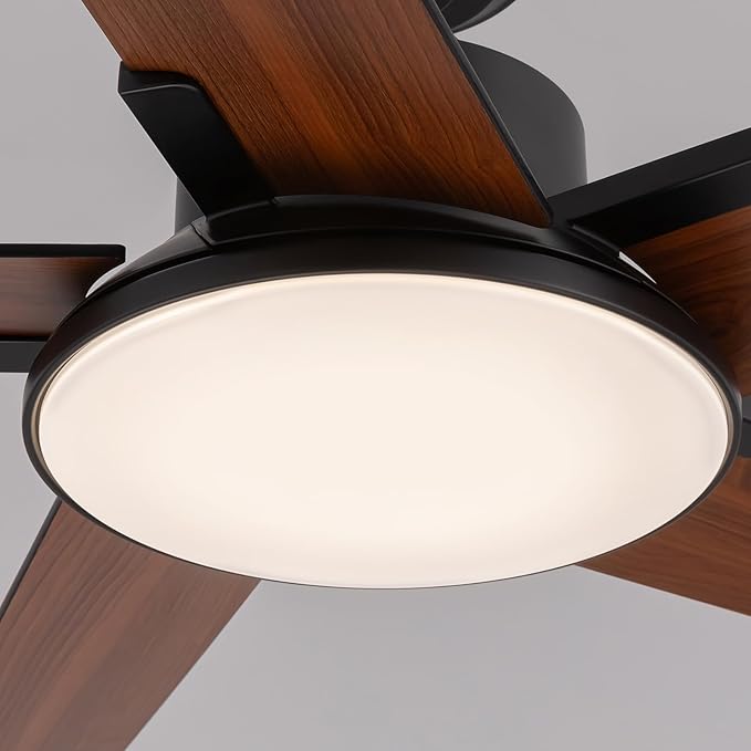 Fanbliss 44 Inch Ceiling Fans with Lights and Remote Control, Modern Ceiling Fan with Dimmable LED, 6 Speeds, Timer, Quiet Reversible DC Motor, Black Ceiling Fan for Bedroom, Living Room and Kitchen
