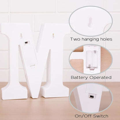 Small Led Marquee Letters, Light Up Letters, 8.58 Inch Led Letter Lights, Battery Powered Lighted Sign for Table, Party, Birthday, Christmas Decor (Letter M)
