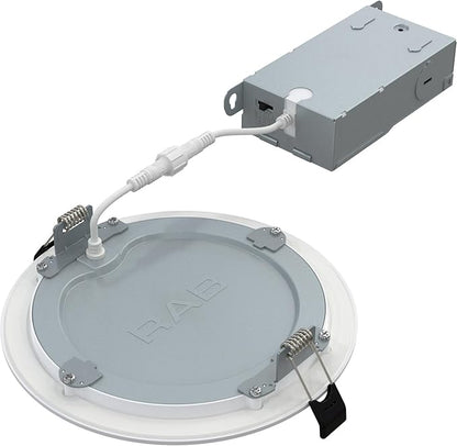 RAB Lighting WFRL-Field-Adjustable Edge-Lit LED Downlight-Canless Wafer Design-Black/White Trim-5CCT Selectable 2700K-5000K-90 CRI-Wet Rated/Dimmable for Modern Ceilings (WFR34-6/BP -12 Pack)
