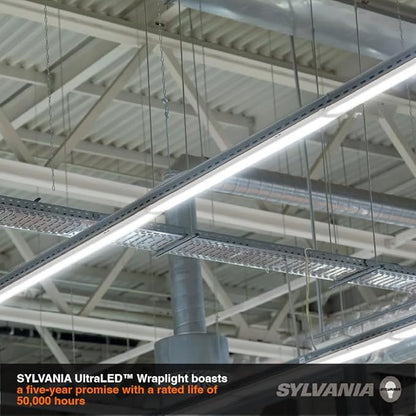 Sylvania 4-ft UltraLED Wrap Light Luminaire, 48W, 5500 LMS, Linkable, 4000K, Frosted Finish, UL Damp Rated - 1 Pack (65539)
