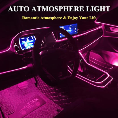 El Wire Lights for Car Interior, Pink Neon 16FT/5M LED Strip Light, USB 5V for Garden Party Decoration