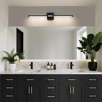 Black Gold Vanity Light Fixtures for Bathroom Over Mirror 30 inch LED Bath Sconces IP44 5CCT Adjustable Morden Picture Lights for Paintings (Built-in Dimmer)