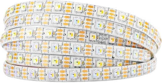 BTF-LIGHTING RGBW RGB+Natural White SK6812 (Similar WS2812B) 4 Colors in 1 LED Strip Individually Addressable 16.4ft 60Pixel/m 300LED Light Dream Color IP65 DC5V White PCB (No Adapter or Controller)