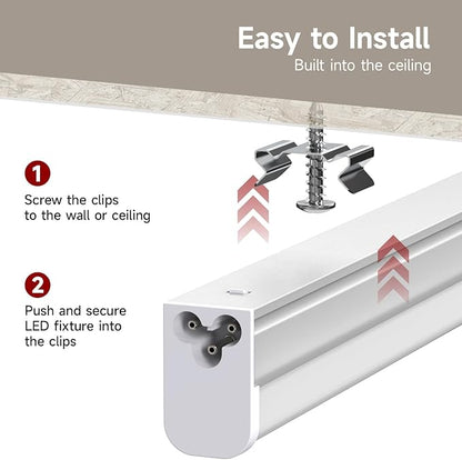 4-Pack LED Shop Lights 4FT, 20W, 6500K 2200LM, T5 Linkable Utility Fixtures for Under-Cabinet Lighting, Kitchen, Garage, Basement, and Workshop Lighting, Easy Installation, Plug & Play
