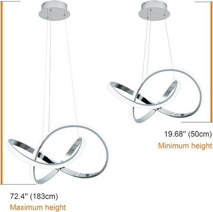 MAYNA LED Pendant Light with Irregular Ring Lights,Modern LED Chandelier, Dimmable Contemporary Ceiling Light Fixture for Dining Room Bedroom Kitchen Island Cafe, 6000K White