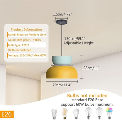 Nordic Pendant Light Retro Chandelier Lamp MCM Unique Pendant Lights with Blue Yellow Lamp Shade Colorful Hanging Lights Children's Room Light Fixture Color Ceiling Hanging Lighting