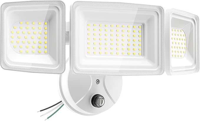 Onforu Dusk to Dawn Outdoor Lighting,100W 9000LM Bright LED Flood Lights,IP65 Waterproof 3 Adjustable Heads Security Lights Fixture,6500K White OutdoorLighting for Garage,Patio,Yard