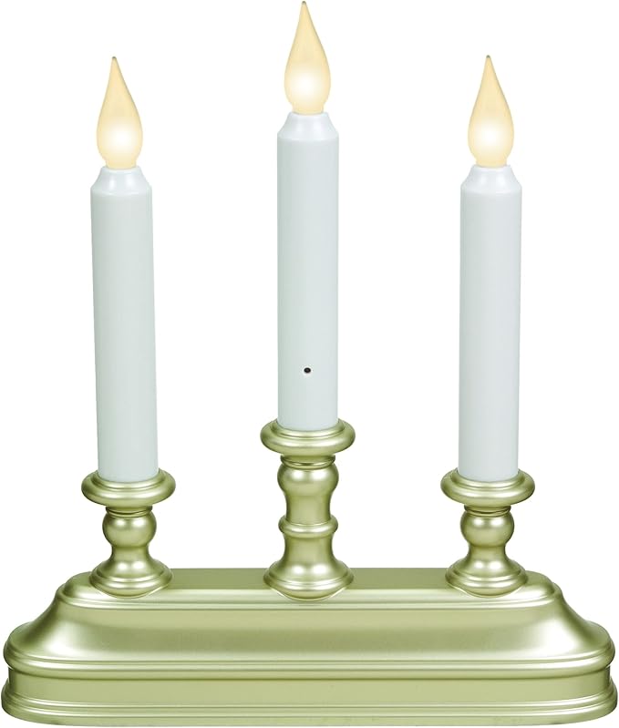 Xodus Innovations FPC1330P-3 Battery Operated 10 inch Window Candles with Tilt to Change Flame Color and Dusk to Dawn Light Sensor Timer with 3 Candle Candelabra Base (Pack of 3), Silver/Pewter
